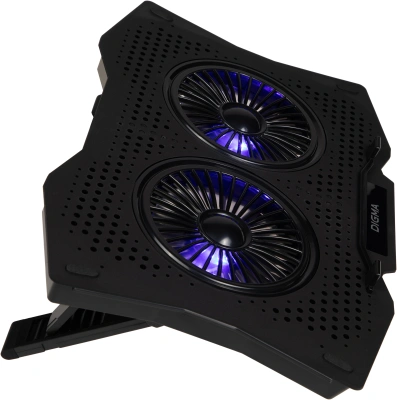 Подставка для ноутбука Digma D-NCP180-2x110 18" 410x280x34мм 20дБ 2xUSB 2x 110ммFAN 700г пластик ABS черный