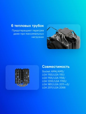 Устройство охлаждения(кулер) ID-Cooling SE-206-XT Soc-AM5/AM4/1200/1700/1851 черный 4-pin 15-35dB Al+Cu 250W 1100gr Ret
