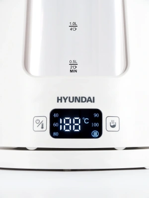 Чайник электрический Hyundai HYK-G9407 1.7л. 2200Вт белый корпус: стекло