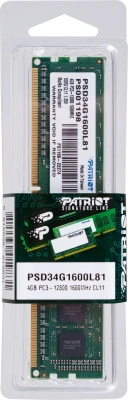 Память DDR3L 4GB 1600MHz Patriot PSD34G1600L81 Signature RTL PC3-12800 CL11 DIMM UDIMM 240-pin 1.35В single rank Ret