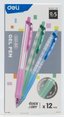 Ручка гелев. Deli EG60-BK ассорти d=0.5мм черн. черн.