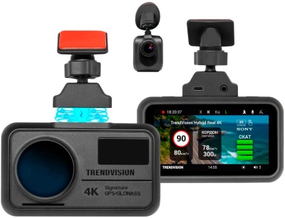Видеорегистратор с радар-детектором TrendVision Hybrid Signature Real 4K 2CH черный 2160p 170гр. GPS NT96670