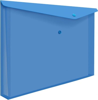 Конверт на кнопке Бюрократ -PK860BLU/1 A4 гориз. расшир. пластик 0.18мм синий