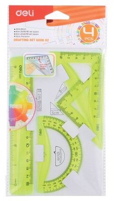 Набор для чертежей Deli EG00602 корпус ассорти в компл.:линейка 15см/прямоуг.2шт