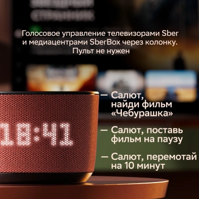 Умная колонка Sber Boom Home SBDV-00171G Салют серый 8W Mono BT/Wi-Fi (без.бат)