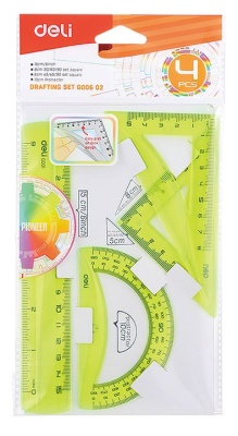 Набор для чертежей Deli EG00602 корпус ассорти в компл.:линейка 15см/прямоуг.2шт