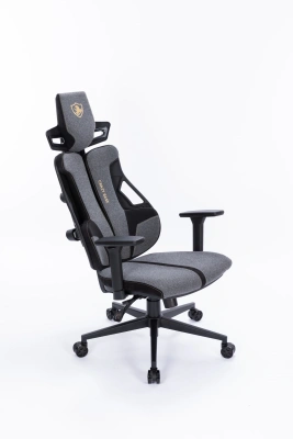 Кресло Cactus CS-CHR-DUO-GYBK серый/черный с подголов. крестов. сталь пластик черный