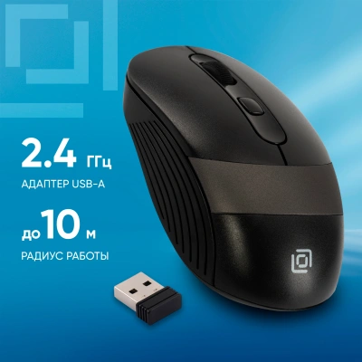 Мышь Оклик 310MW черный/серый оптическая 3200dpi беспров. USB для ноутбука 4but (1869088)