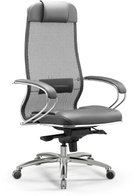 Кресло Метта SL-1.04 Infinity Easy Clean сет./экокожа с подголов. крестов. металл хром