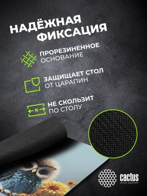 Коврик для мыши Cactus Owl gray рисунок 300x250x3мм (CS-MPC-D12M)