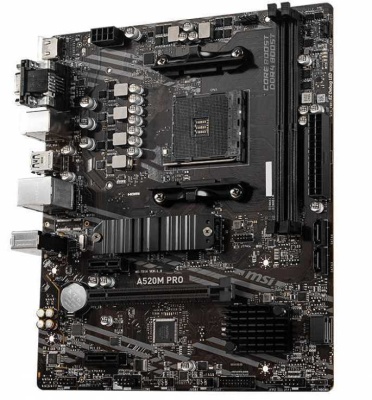 Материнская плата MSI A520M PRO Soc-AM4 AMD A520 2xDDR4 mATX AC`97 8ch(7.1) GbLAN RAID+VGA+HDMI+DP