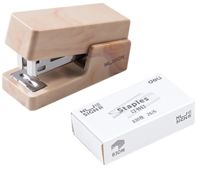 Степлер мини Deli NS083C BEIGE Nusign 24/6 26/6 (25листов) бежевый 830скоб пластик коробка