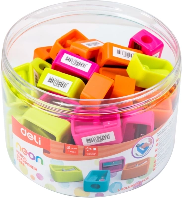 Точилка для карандашей ручная Deli E0594 1 отверстие пластик ассорти туба