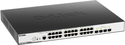Коммутатор D-Link DGS-3000-28XMP/B1A (L2) 24x1Гбит/с 4SFP+ 24PoE+ 370W управляемый