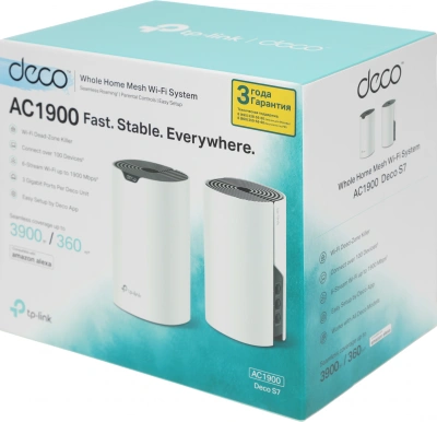 Бесшовный Mesh роутер TP-Link Deco S7(2-pack) AC1900 10/100/1000BASE-TX белый (упак.:2шт)