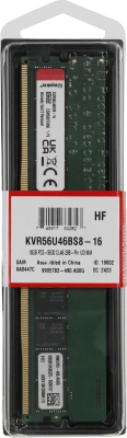 Память DDR5 16GB 5600MHz Kingston KVR56U46BS8-16 Valueram RTL PC5-44800 CL46 DIMM UDIMM 288-pin 1.1В single rank Ret