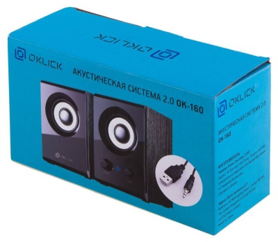Колонки Оклик OK-160 2.0 черный 6Вт