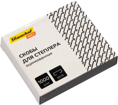 Скобы для степлера 23/13 Silwerhof DAILY оцинкованные кор.карт. (упак.:1000шт.)