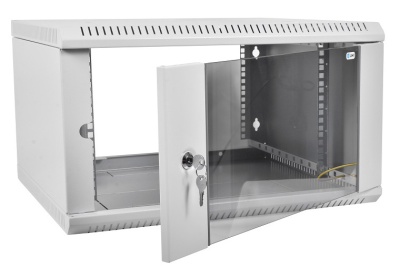 Шкаф коммутационный ЦМО ШРН-ЭКОНОМ (ШРН-Э-12.350) настенный 12U 600x350мм пер.дв.стекл 85кг серый 300мм 15.84кг 180град. 608мм IP20 металл