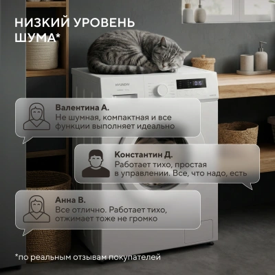 Стиральная машина Hyundai WME6004 класс: A+++ загр.фронтальная макс.:6кг белый инвертор