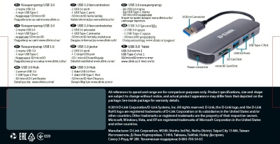 Разветвитель USB 3.0 D-Link DUB-1325/A1A 2порт. серый