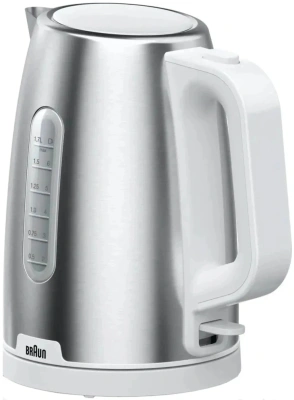 Чайник электрический Braun WK1500WH 1.7л. 2200Вт сталь/белый корпус: металл/пластик