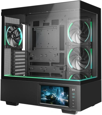 Корпус Deepcool CH690 LCD черный без БП ATX 10x120mm 10x140mm 2xUSB3.0 audio bott PSU