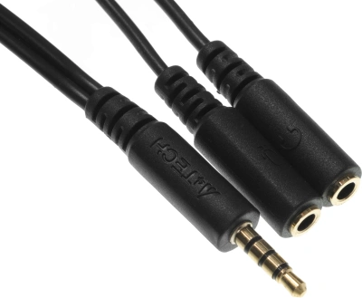 Адаптер аудио A4Tech AD-3P 2xJack 3.5 (f)/Jack 3.5 (m) 0.2м. черный
