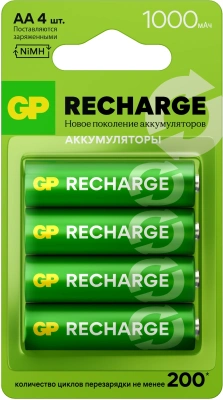 Аккумулятор GP Smart Energy AA NiMH 1000mAh (4шт)