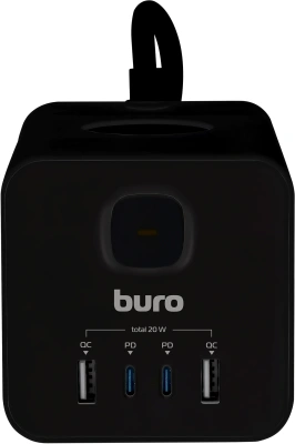 Сетевой удлинитель Buro BU-PTE4.1UC-Plus-B 1.5м (4 розетки) черный (коробка)