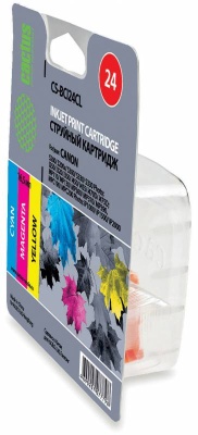 Картридж струйный Cactus CS-BCI24CL многоцветный (12.6мл) для Canon S200/S200x/S300/S330/S330/Photo i250/i320/i350/i450/i455/i470D/i475D/SmartBase MPC190/200 Photo/MP360/370/390/Pixma MP110/130/iP1000/iP1500/iP2000