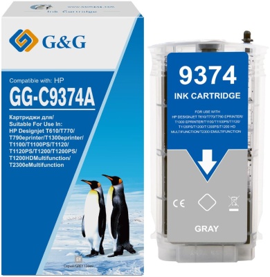 Картридж струйный G&G GG-C9374A №72 серый (130мл) для HP HP Designjet T610, T770, T790eprinter, T1300eprinter, T1100, T1100PS, T1120, T1120PS, T1200, T1200PS, T1200HDMultifunction, T2300eMultifunction
