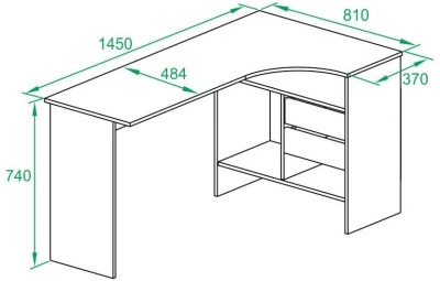 Стол для компьютера Сокол СПм-25 Л столешница ЛДСП белый 145x74x81см (00-00010611)