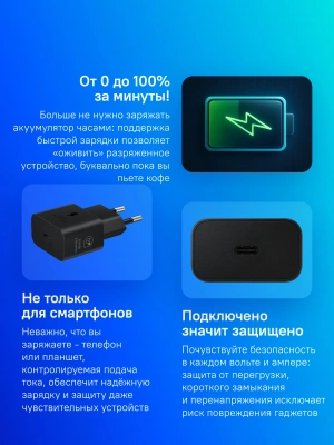 Сетевое зар./устр. Samsung EP-T2510 25W 3A (PD) USB Type-C черный (EP-T2510XBEGEU)