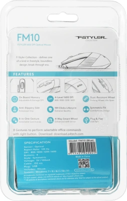 Мышь A4Tech Fstyler FM10 черный/синий оптическая 1600dpi USB 4but (FM10 BLUE)