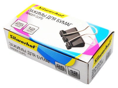 Зажимы Silwerhof 510015 сталь 25мм черный (упак.:12шт) картонная коробка