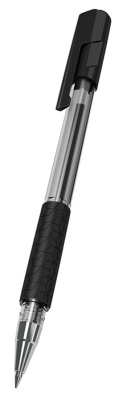 Ручка шариков. Deli Arrow EQ01620 прозрачный/черный d=0.7мм черн. черн. резин. манжета