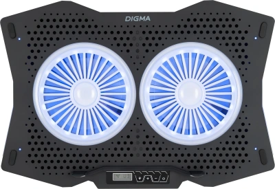 Подставка для ноутбука Digma D-NCP180-2x110RGB 18" 410x280x34мм 20дБ 2xUSB 2x 110ммFAN 700г Fan-control пластик ABS черный