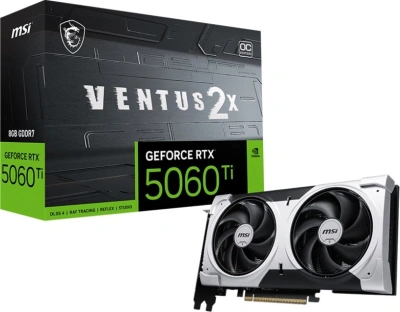Видеокарта MSI PCI-E 5.0 RTX 5060 TI 8G VENTUS 2X OC PLUS NVIDIA GeForce RTX 5060TI 8Gb 128bit GDDR7 2617/28000 HDMIx1 DPx3 HDCP Ret