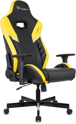 Кресло игровое Knight Thunder 5X черный/желтый экокожа крестов. металл