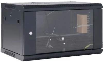 Шкаф коммутационный Rexant (04-0954-112) настенный 9U 400x542мм пер.дв.стекл черный 230град. металл