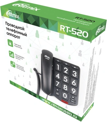 Телефон проводной Ritmix RT-520 черный