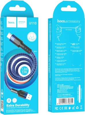 Кабель Hoco U110 70615 USB (m)-USB Type-C (m) 1.2м синий