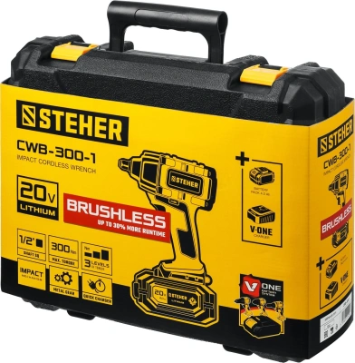 Гайковерт Steher CWB-300-1 аккум. патрон:квад.1/2" (кейс в комплекте)