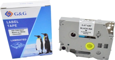 Картридж ленточный G&G GG-TZEFX231 черный на белом 12x8 для Brother 1010/1280/1280VP/2700VP