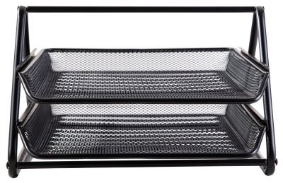 Лоток горизонтальный Deli E9183 для бумаг 350х274х185мм черный металл сетка