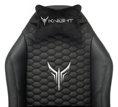Кресло игровое Knight Neon черный соты экокожа с подголов. крестов. металл