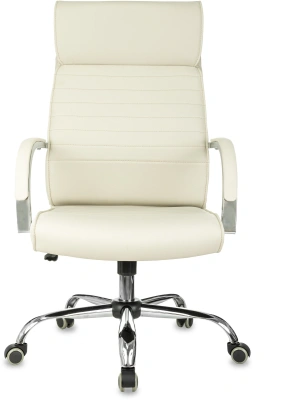 Кресло руководителя Бюрократ T-8010SL слоновая кость экокожа крестов. металл хром
