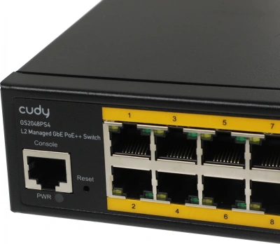 Коммутатор Cudy GS2048PS4-720W (L2) 48x1Гбит/с 4x10Гбит/с 4xКомбо(1000BASE-T/SFP) 4SFP+ 40PoE+ 4PoE++ 720W управляемый