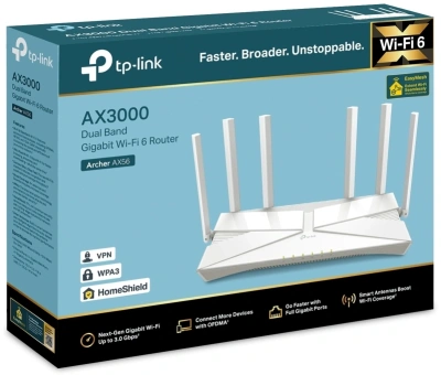 Роутер беспроводной TP-Link Archer AX56 AX3000 10/100/1000BASE-TX/4G ready белый